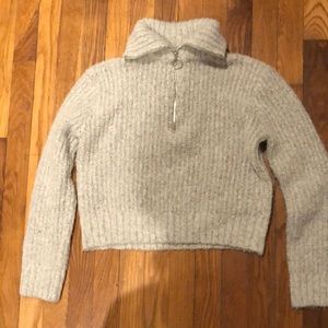 Grey Turtle Neck Zip-up